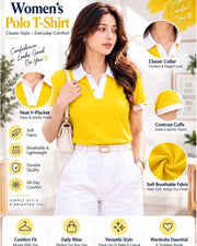 Women's Colourblocked Polo Collar T-Shirt — Yellow — Thumbnail 4