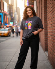 Women's Graphic Print Pure Cotton Round Neck T-Shirt — Grey — Thumbnail 4