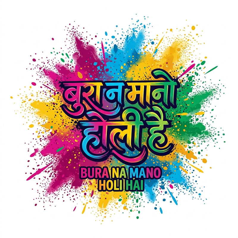 Bura Na Mano Holi Hai Gulal Splash Graphic Cotton T-Shirt — White — Quality Craftsmanship Anatomy