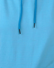 Unisex Long Sleeves Fleece Hooded Pullover Sweatshirt — Turquoise Blue — Thumbnail 6