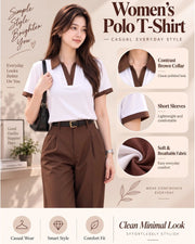 Women's Colourblocked Polo Collar T-Shirt — White — Thumbnail 2