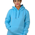 Unisex Long Sleeves Fleece Hooded Pullover Sweatshirt — Turquoise Blue
