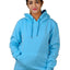 Unisex Long Sleeves Fleece Hooded Pullover Sweatshirt — Turquoise Blue