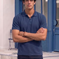 Men's All-Over Printed Polo Collar T-Shirt — Navy Blue