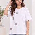 Women's Printed Drop-Shoulder Sleeves T-Shirt — White