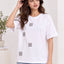 Women's Printed Drop-Shoulder Sleeves T-Shirt — White