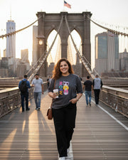 Women's Graphic Print Pure Cotton Round Neck T-Shirt — Grey — Thumbnail 3
