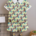 Kids Boys Premium Abstract Print Polo T-Shirt and Shorts Set — Yellow