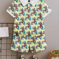 Kids Boys Premium Tropical Print Polo T-Shirt and Shorts Set — Mint Green