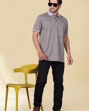 Men's All-Over Printed Regular Fit Polo T-Shirt — Coffee — Thumbnail 4