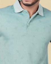 Men Printed Polo Collar Jaqquard T-shirt — Multi — Thumbnail 5