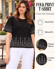 Women's Printed T-Shirt — Black — Thumbnail 7