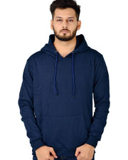 Men's Hooded Long Sleeves Sweatshirt — Navy Blue — Thumbnail 2
