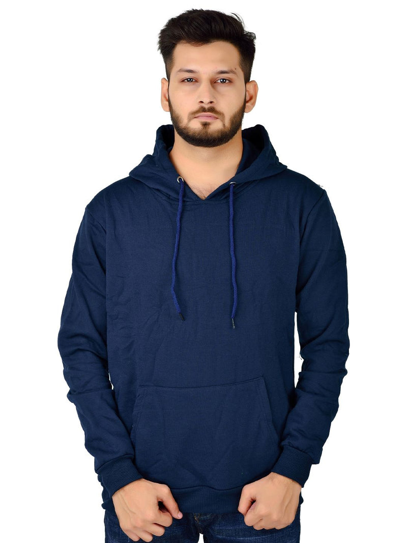 Men's Hooded Long Sleeves Sweatshirt — Navy Blue — Quality Craftsmanship Anatomy