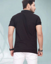 Men's Brand Logo Mandarin Collar T-Shirt — Black — Thumbnail 4