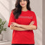 Divra Clothing Women Embellished Relaxed Fit T-Shirt — Red
