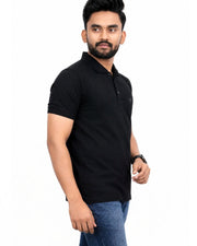 Men's Polo Collar T-Shirt — Jet Black — Thumbnail 3