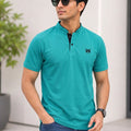Men's Mandarin Collar T-Shirt — Teal