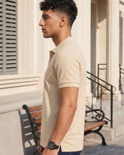 Men's Polo Collar T-Shirt — Beige — Thumbnail 6