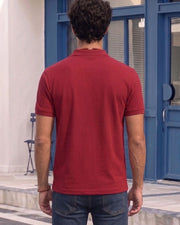 Men's All-Over Printed Polo Collar T-Shirt — Red — Thumbnail 3
