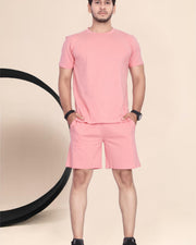 Men's Cotton Printed Night Suit Set of Top & Shorts — Peach — Thumbnail 5