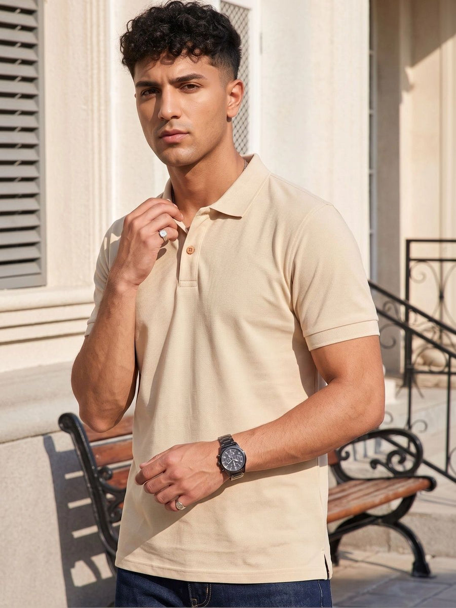 Men's Polo Collar T-Shirt — Beige — Custom Print Studio