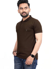 Men's Polo Collar T-Shirt — Coffee Brown — Thumbnail 3