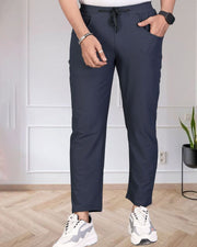 Men Mid-Rise Track Pants — Navy Blue — Thumbnail 1