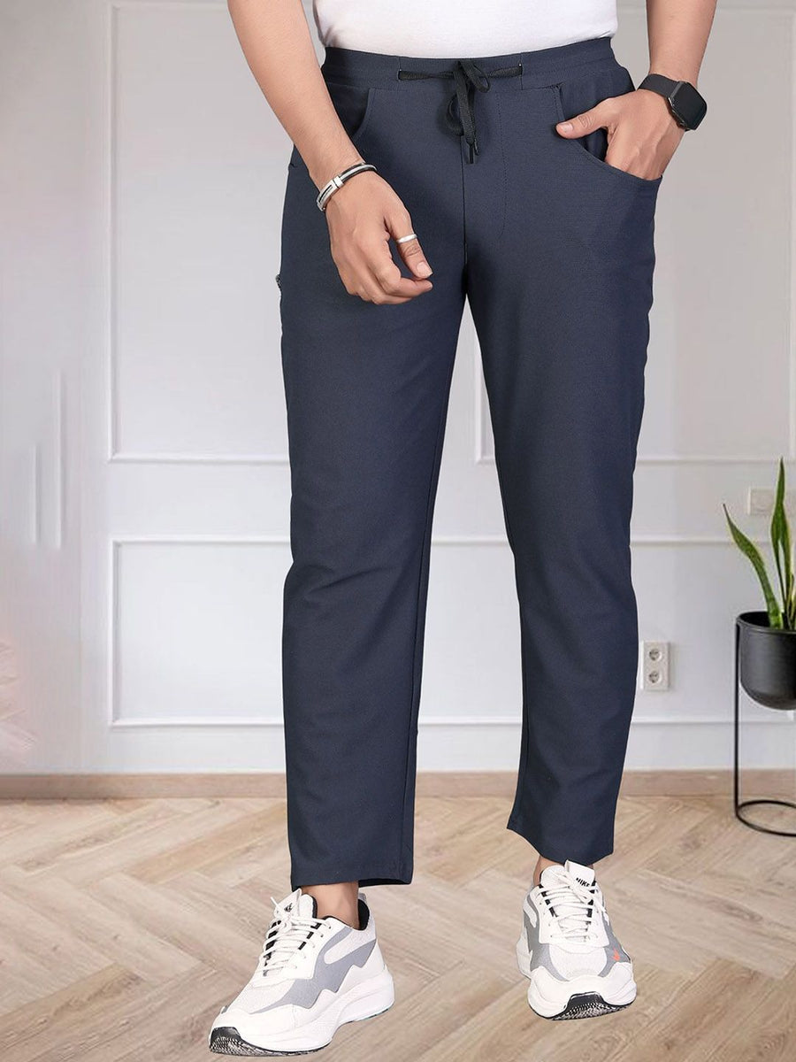 Men Mid-Rise Track Pants — Navy Blue — Tshirt Factory India Direct Manufacturer Surat