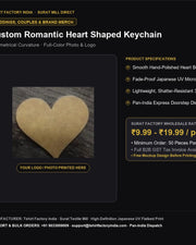 Custom Printed Romantic Heart Shaped Acrylic Keychain | Direct Factory Rate — Tshirt Factory India — Thumbnail 1