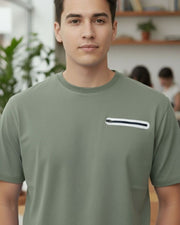 Men Organic Cotton Blend Pockets T-shirt — Green — Thumbnail 3