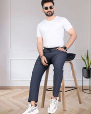 Men Mid-Rise Track Pants — Navy Blue — Thumbnail 2