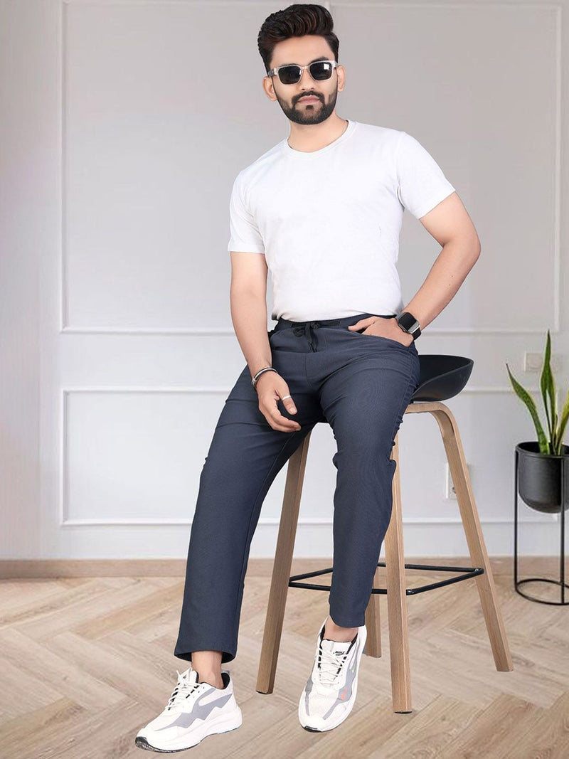 Men Mid-Rise Track Pants — Navy Blue — Quality Craftsmanship Anatomy