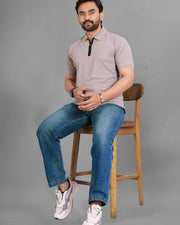 Men's Polo Collar Pockets T-Shirt — Grey — Thumbnail 5