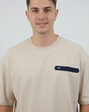 Men Organic Cotton Blend Pockets T-shirt — Beige — Thumbnail 4