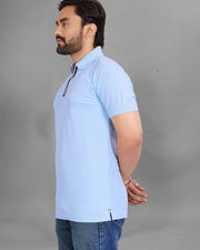 Men's Polo Collar T-Shirt — Blue — Thumbnail 3