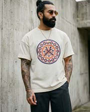 Gujarati Vibes Graphic Oversized Round Neck T-Shirt — Thumbnail 2