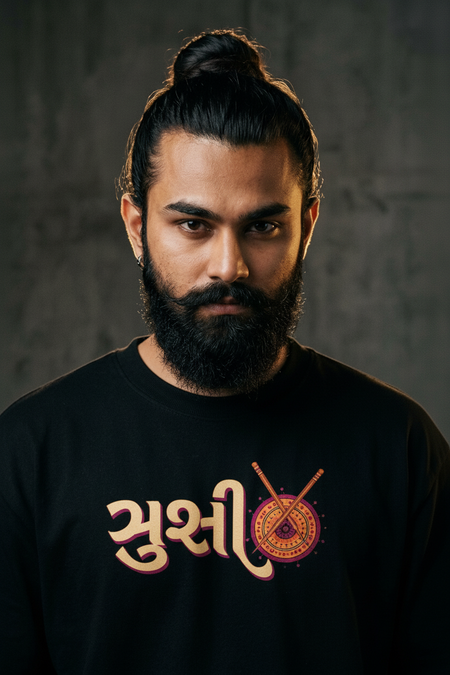 Gujarati Vibes Graphic Oversized Round Neck T-Shirt — Tshirt Factory India Direct Wholesale Manufacturer