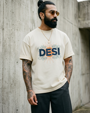 Desi Vibes Graphic Oversized Round Neck T-Shirt — Thumbnail 2
