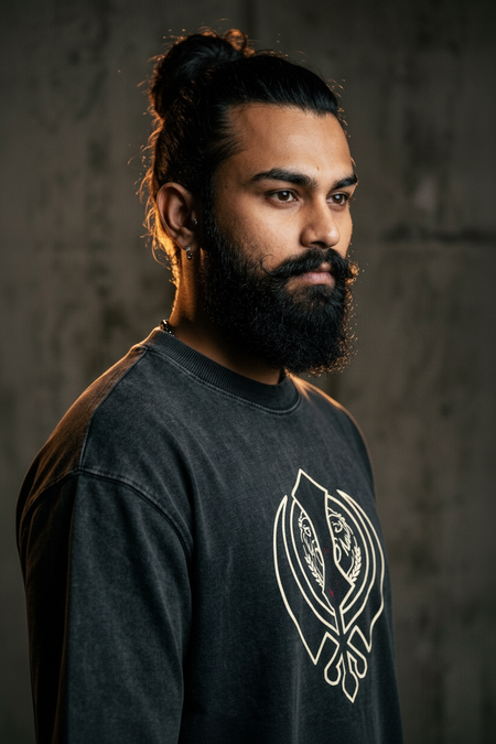 Jatt Vibes Graphic Oversized Round Neck T-Shirt Angle View — Custom Printing Surat
