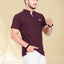 Men's Brand Logo Mandarin Collar T-Shirt — Maroon