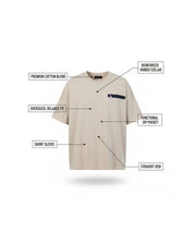 Men Organic Cotton Blend Pockets T-shirt — Beige — Thumbnail 6
