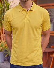 Men's All-Over Printed Polo Collar T-Shirt — Yellow — Thumbnail 6