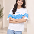 Divra Clothing Women Floral Print Round Neck T-Shirt — White