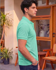 Men's All-Over Printed Polo Collar T-Shirt — Sea Green — Thumbnail 6