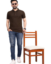 Men's Polo Collar T-Shirt — Coffee Brown — Thumbnail 4