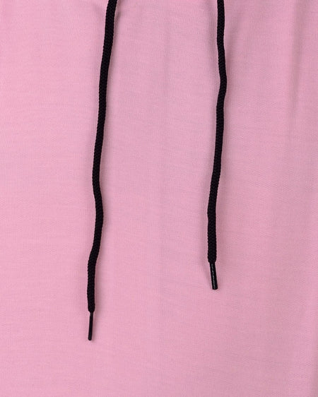 Men's Solid Fleece Hooded Sweatshirt in Pastel Pink Angle View — Custom Printing Surat