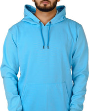 Men's Solid Fleece Hooded Sweatshirt in Aqua Blue — Thumbnail 3