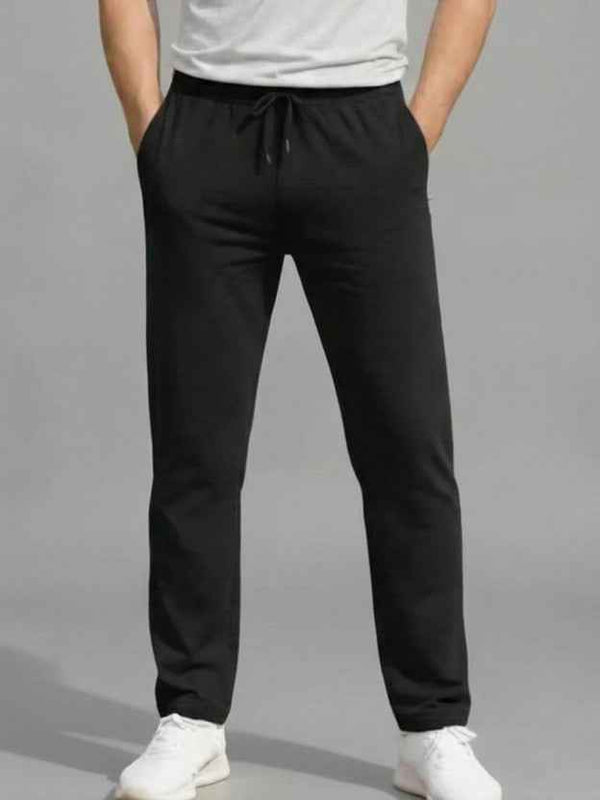 Men's Solid Regular Fit Track Pants — Black — Tshirt Factory India Direct Wholesale Manufacturer