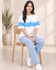 Divra Clothing Women Floral Print Round Neck T-Shirt — White — Thumbnail 3